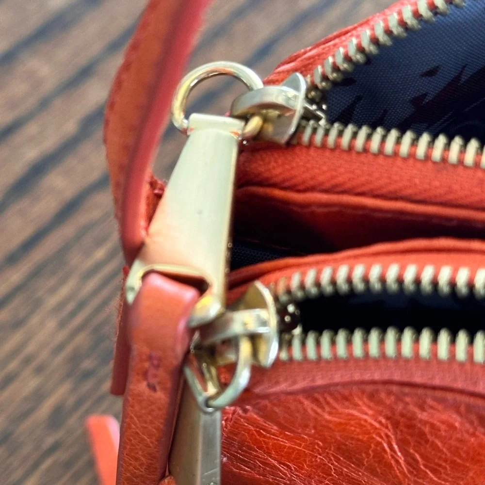 HOBO Orange Red Leather Crossbody Bag - Picture 6 of 8